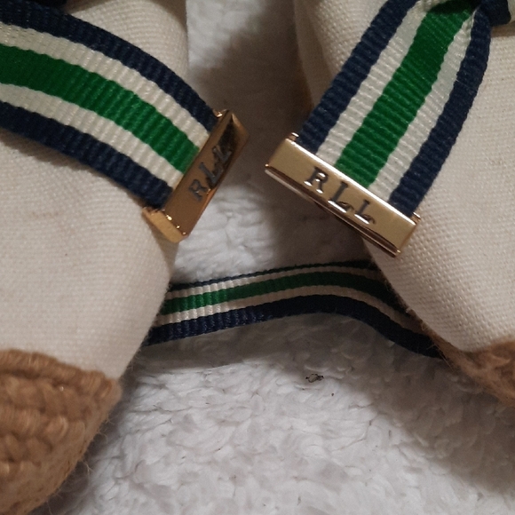 Lauren Ralph Lauren Cream and Green Espadrille Wedges - Picture 7 of 7